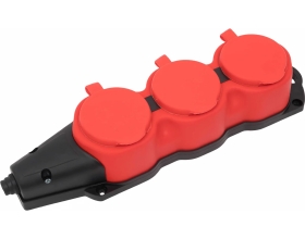 Каучуковая колодка 3 гнезда 16А IP44 с/з красная Gigant RBG-4