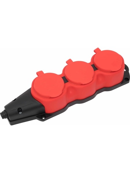 Каучуковая колодка 3 гнезда 16А IP44 с/з красная Gigant RBG-4