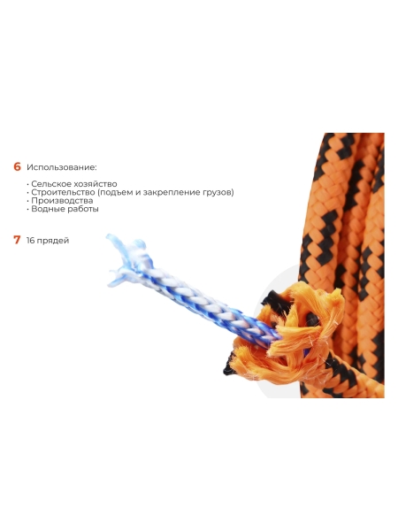 Плетеная веревка Gigant п/п, 16 прядей, 8 мм х 50 м HRS-16