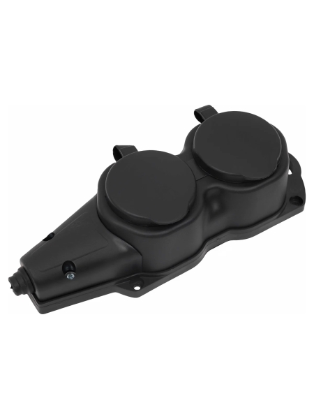 Каучуковая колодка 2 гнезда 16А IP44 с/з черная Gigant RBG-3