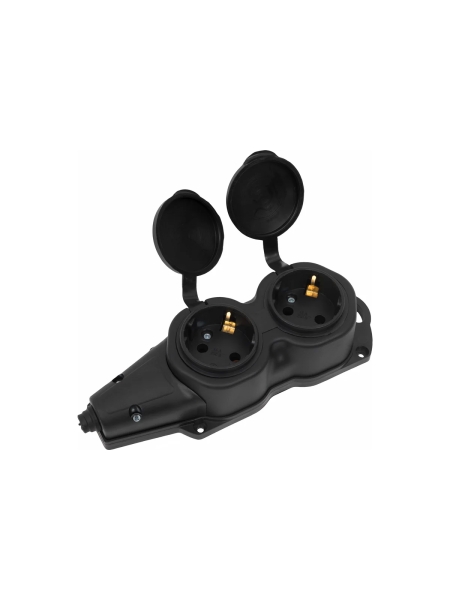 Каучуковая колодка 2 гнезда 16А IP44 с/з черная Gigant RBG-3