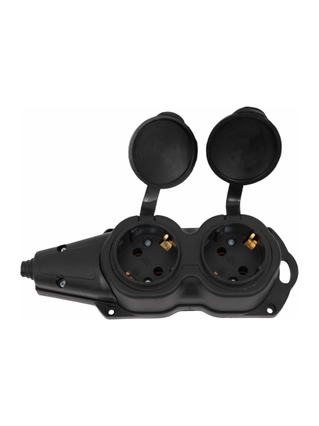 Каучуковая колодка 2 гнезда 16А IP44 с/з черная Gigant RBG-3