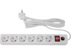 Сетевой фильтр Gigant с заземлением белый ПВС 3x1мм2, 6 розеток, 5м 80108
