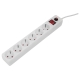 Сетевой фильтр Gigant с заземлением белый ПВС 3x1мм2, 6 розеток, 5м 80108