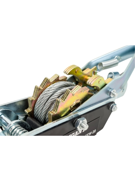 Ручная лебедка с двойным храповым механизмом Gigant 1т, Диаметр троса 11мм, длина троса 2,2м, GEW-20