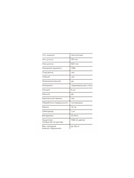 Телескопический магнит Gigant с резиновой ручкой и подсветкой 197-820 мм, до 3,6 кг GTML-3,6