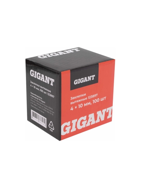 Заклепки вытяжные 4,0x10 100 шт. цинк Gigant 123897