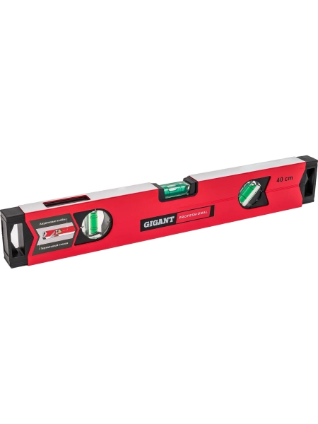 Алюминиевый магнитный фрезерованный уровень Gigant Professional 400 мм 3 глазка GPGW-40-1