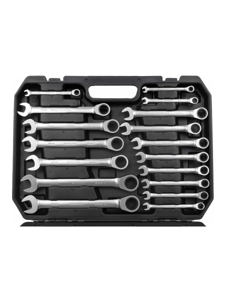 Набор комбинированных трещоточных ключей Gigant в пластиковом кейсе 22 шт GKRC-22