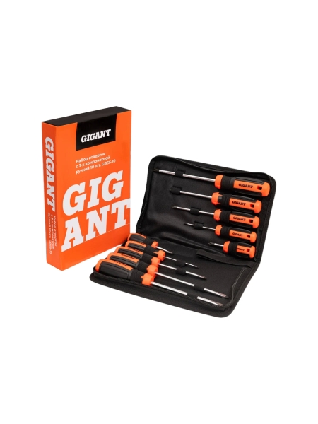 Набор отверток c трёхкомпонентной ручкой Gigant 10 предметов GBSS-10