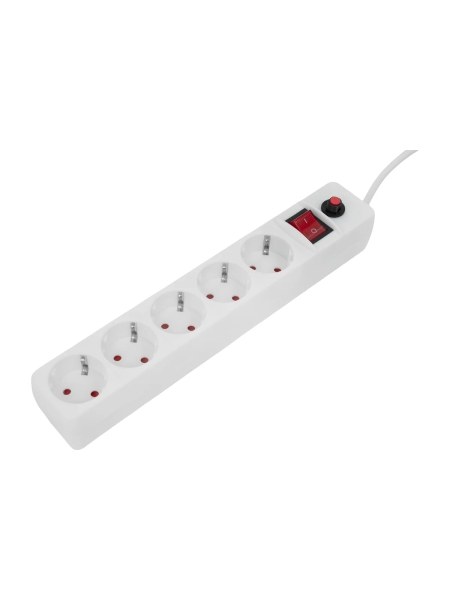 Сетевой фильтр Gigant с заземлением белый ПВС 3x1мм2, 5 розеток, 5м 80113