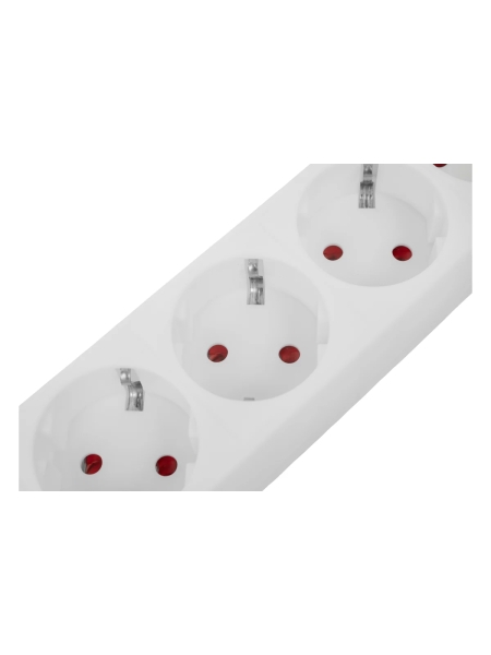 Сетевой фильтр Gigant с заземлением белый ПВС 3x1мм2, 5 розеток, 5м 80113