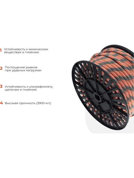 Страховочная высокопрочная веревка Gigant 48 прядей, 10 мм х50 м HRS-08