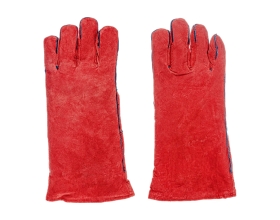 Спилковые утепленные краги с искусственным мехом Gigant красные GHG-05