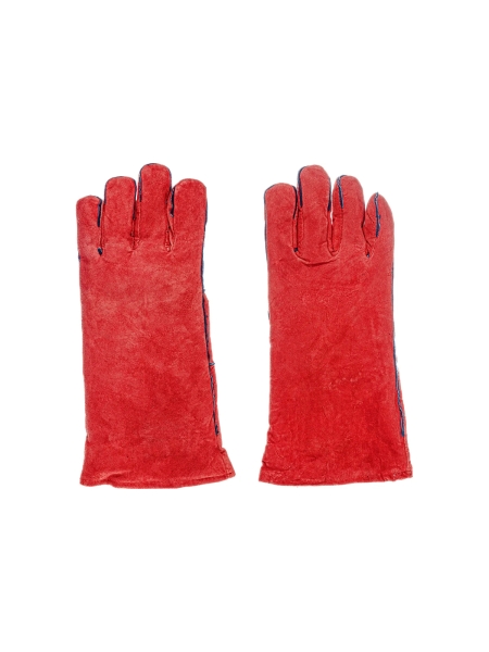 Спилковые утепленные краги с искусственным мехом Gigant красные GHG-05