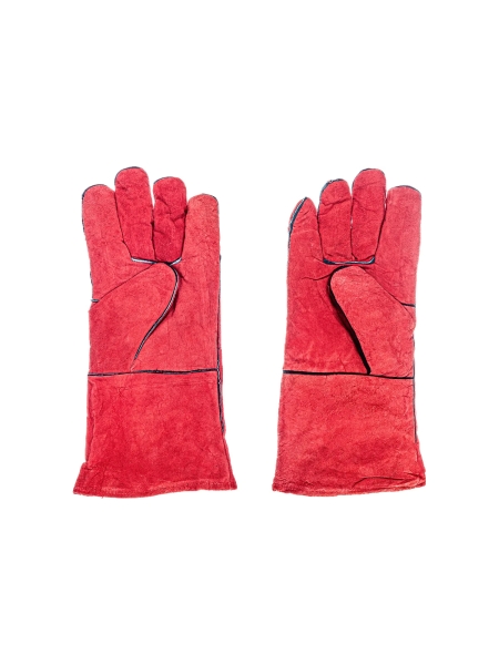 Спилковые утепленные краги с искусственным мехом Gigant красные GHG-05