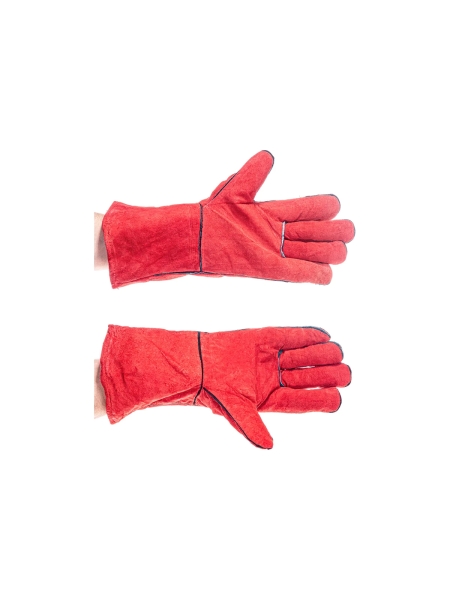 Спилковые утепленные краги с искусственным мехом Gigant красные GHG-05