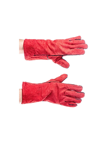 Спилковые утепленные краги с искусственным мехом Gigant красные GHG-05