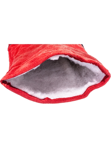 Спилковые утепленные краги с искусственным мехом Gigant красные GHG-05