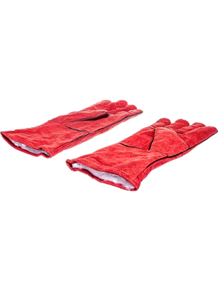 Спилковые утепленные краги с искусственным мехом Gigant красные GHG-05