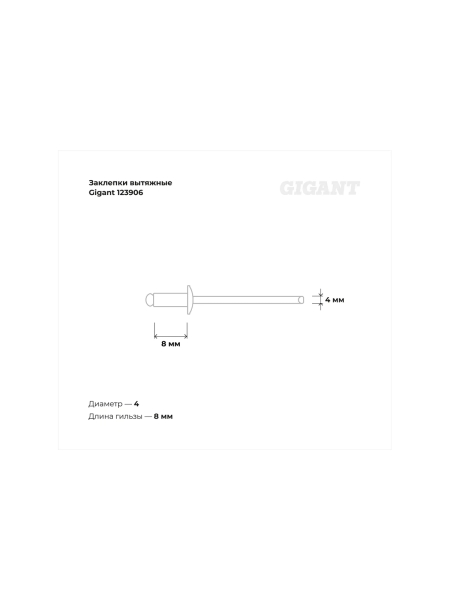 Заклепки вытяжные 4,0x8 100 шт. цинк Gigant 123906