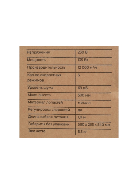 Промышленный вентилятор Gigant 8000 м3/час GIF-8