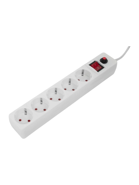 Сетевой фильтр Gigant с заземлением белый ПВС 3x0.75мм2, 5 розеток, 1.9м 80112