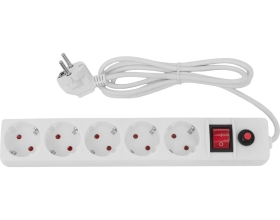 Сетевой фильтр Gigant с заземлением белый ПВС 3x0.75мм2, 5 розеток, 1.9м 80112