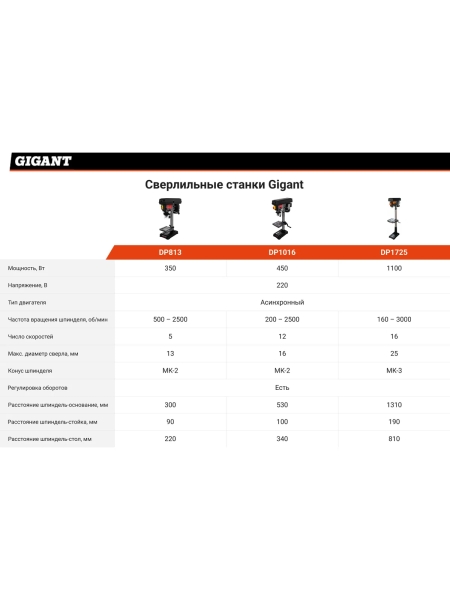 Сверлильный станок 1100Вт Gigant DP1725