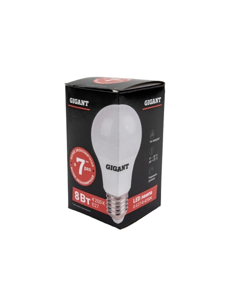 Светодиодная лампа Gigant E27 8Вт 4200К А60 600Лм G-E27-8-4200K