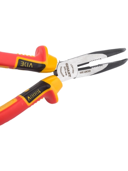 Изогнутые изолированные длинногубцы Gigant 200 мм GICNP-200
