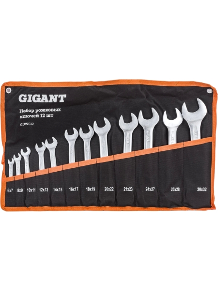 Набор рожковых ключей 12 шт Gigant, Сталь Cr-V, 6-32мм, GDW12