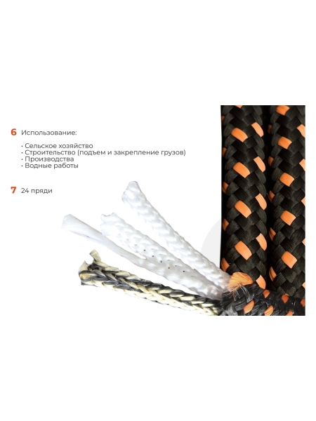 Плетеная веревка Gigant п/п, 24 пряди, 10 мм х 50 м HRS-11