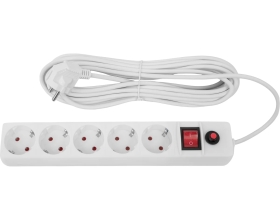 Сетевой фильтр Gigant с заземлением белый ПВС 3x0.75мм2, 5 розеток, 10м 80111
