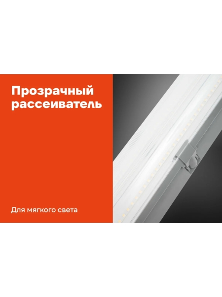 Промышленный светодиодный светильник Gigant 74Вт/1270 мм, Прозрачный 9500Лм IP65 GL-01-02