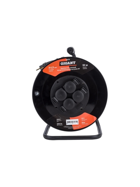 Силовой удлинитель Gigant на металлической катушке КГ 3x1,5 50 м 80078