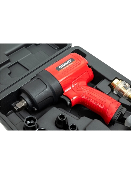 Ударный пневмогайковерт (880 Нм; 1/2"; кейс) Gigant Professional PW 880RKS + набор головок