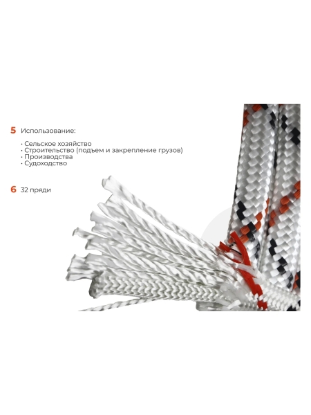 Плетеная веревка Gigant п/а, 32 пряди, 12 мм х 100 м HRS-10
