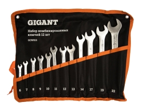 Набор комбинированных ключей 12 шт Gigant, Сталь Cr-V, 6-22мм, GCWS12/1