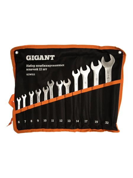 Набор комбинированных ключей 12 шт Gigant, Сталь Cr-V, 6-22мм, GCWS12/1