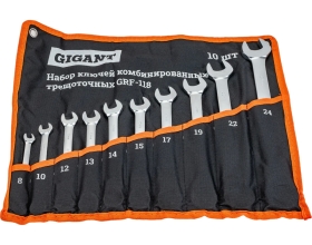 Набор комбинированных трещоточных ключей 10 шт Gigant, Сталь Cr-V, 8-24мм, grf-118