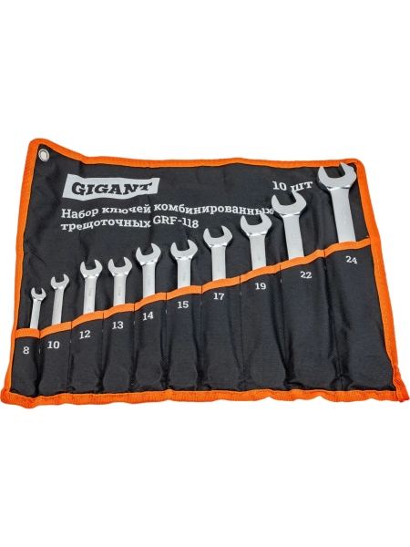 Набор комбинированных трещоточных ключей 10 шт Gigant, Сталь Cr-V, 8-24мм, grf-118