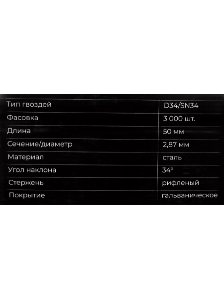 Реечный гвоздь по дереву 2,87x50 рифлёный, гальванич. 3000шт. Gigant GGR-50-28RH