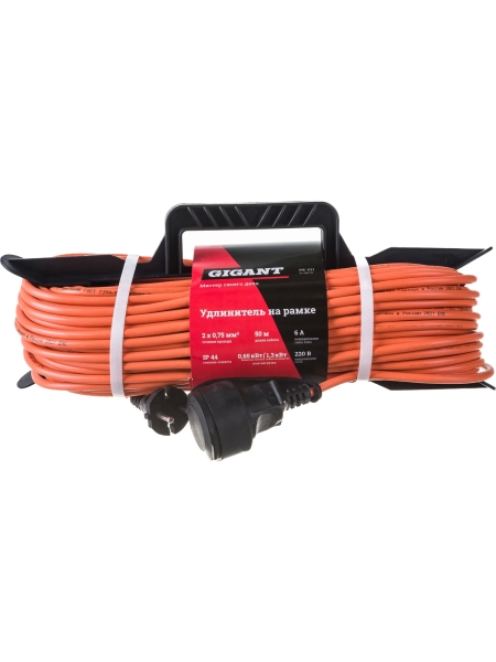 Удлинитель на рамке Gigant б/з ПВС 2х0,75 6A 50м IP 44 INDUSTRY EG PE-011