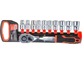 Набор торцевых головок с трещоткой Gigant 1/2", 11 предметов, 56 зубьев, размеры 10-22мм, GAS 11