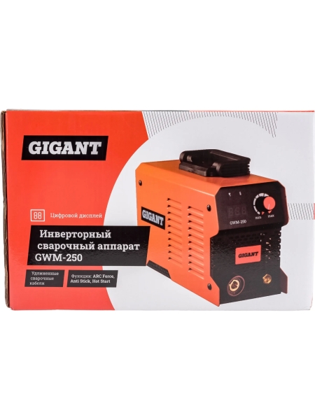 Инверторный сварочный аппарат (250 А; дисплей; кабель 2.5+1.5 м) Gigant GWM-250