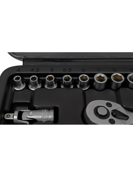 Набор 6-ти гранных головок с трещеткой 1/4" 19 пр. Gigant, Min размер головки-4мм, Max размер головки-14мм, GAS19