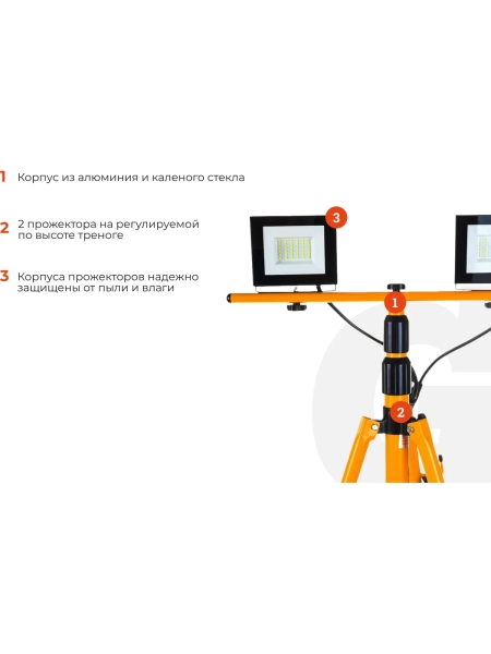 Прожекторы на штативе 60W, 2*30W 6400К 220V Gigant GTMS-60
