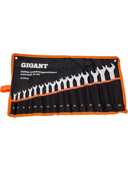 Набор комбинированных ключей 16 шт. Gigant, Сталь Cr-V, 6-24мм, GCWS16