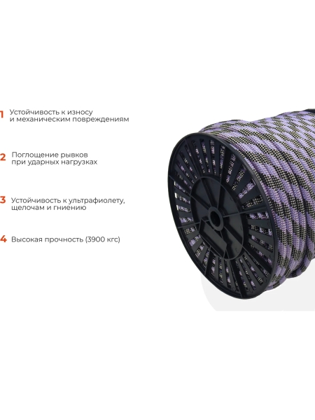 Страховочная высокопрочная веревка Gigant 48 прядей, 11ммх100м HRS-04